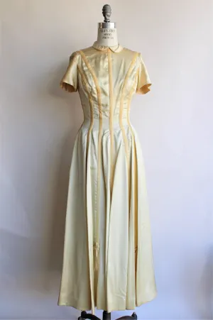 Vintage 1950s Gold Satin Party Dress