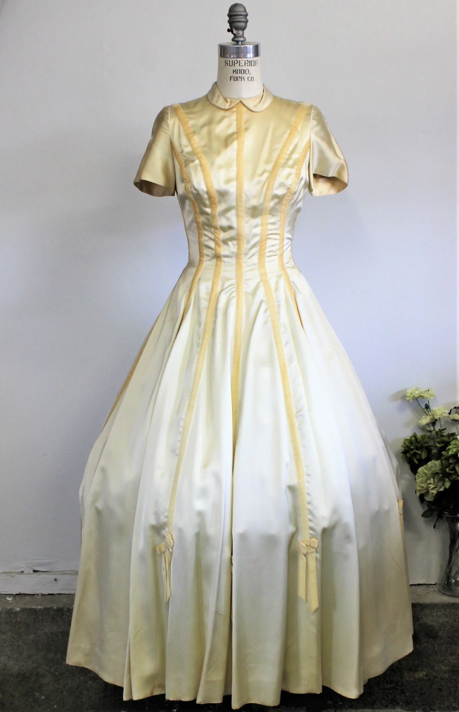 Vintage 1950s Gold Satin Party Dress