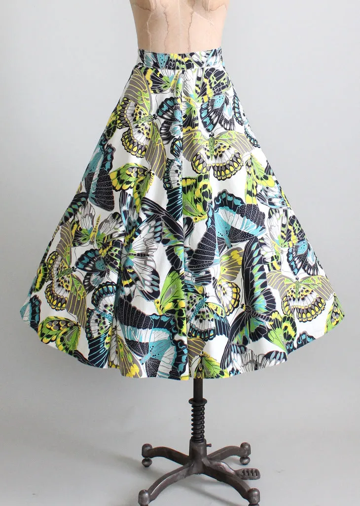 Vintage 1950s Moth Print Circle Skirt