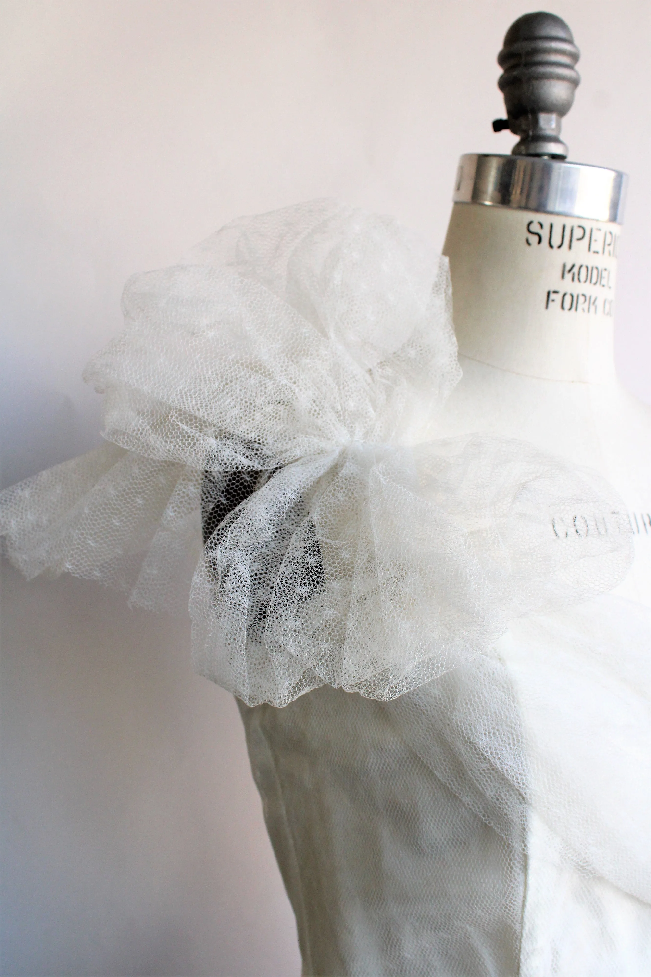 Vintage 1950s White Tulle Prom or Formal Dress