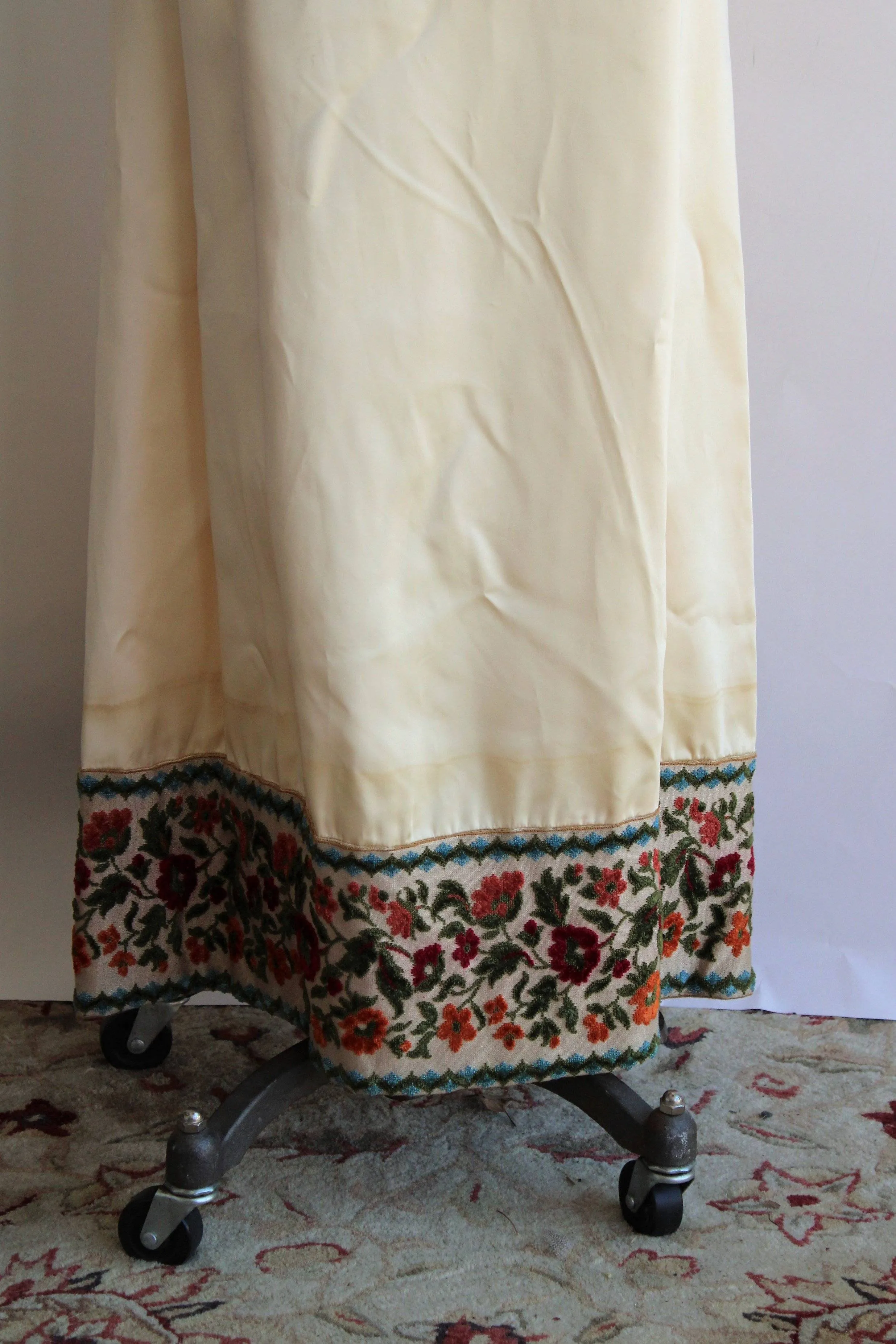 Vintage 1960s Emma Domb Ivory Satin Medieval Inspired Dress