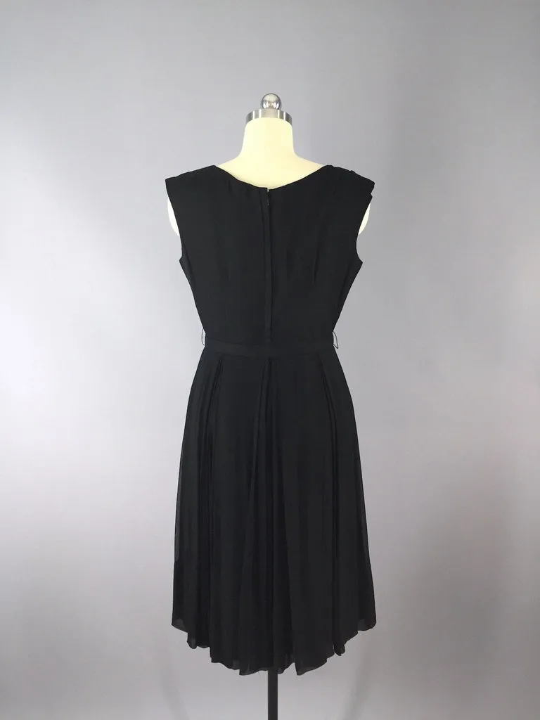 Vintage Black Silk Chiffon Dress