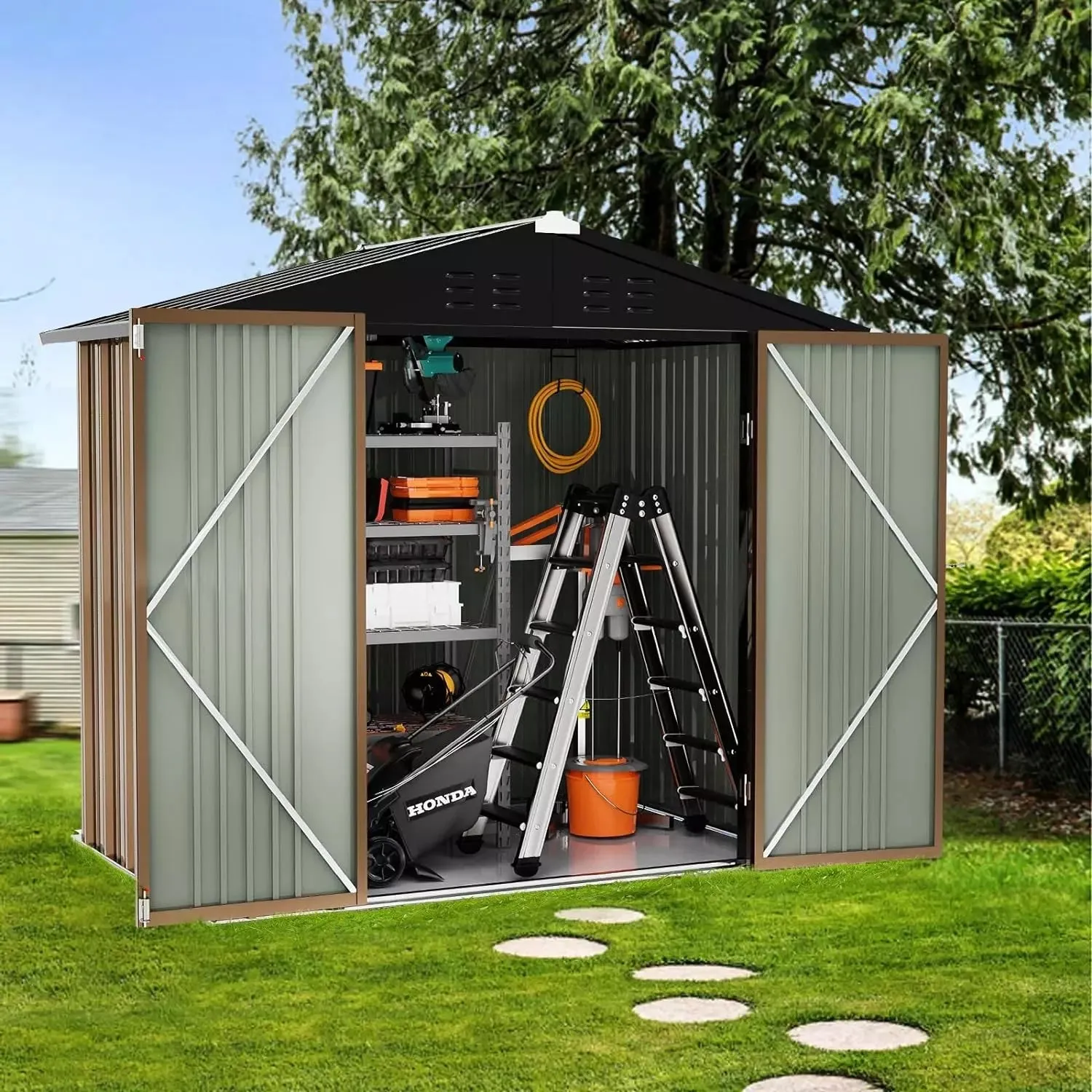 VITESSE Outdoor Storage Metal Shed House with Single Lockable Door