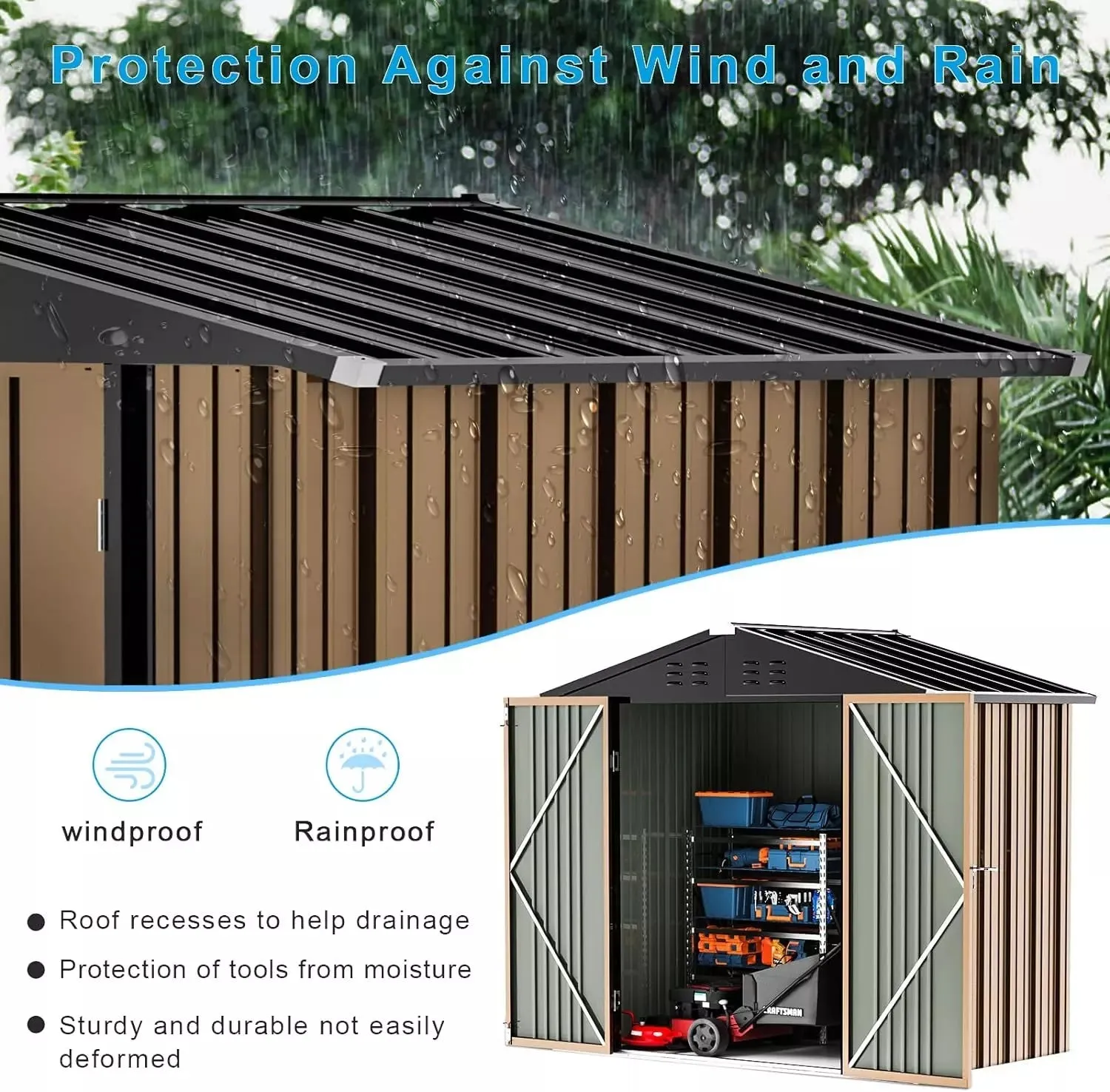 VITESSE Outdoor Storage Metal Shed House with Single Lockable Door