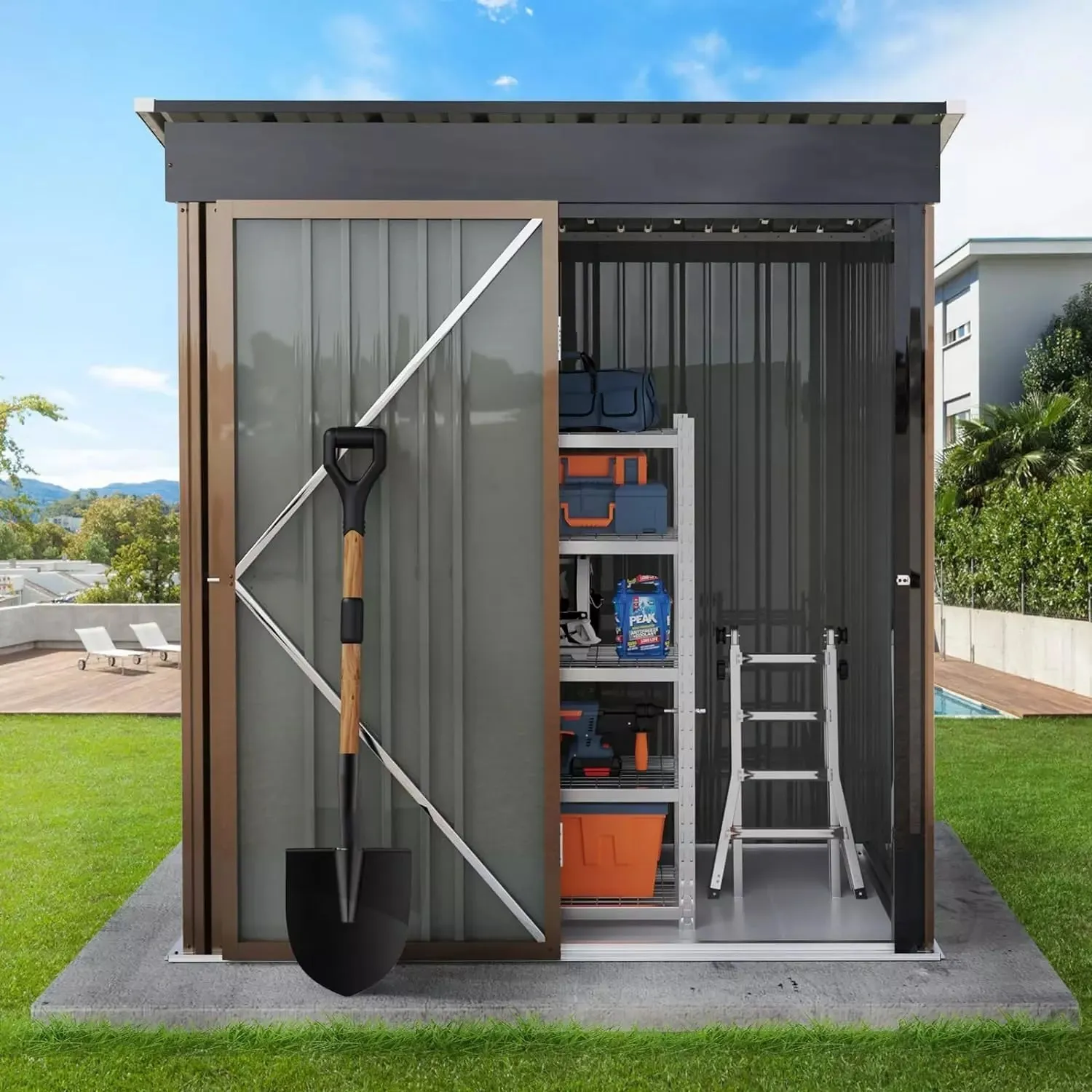 VITESSE Outdoor Storage Metal Shed House with Single Lockable Door