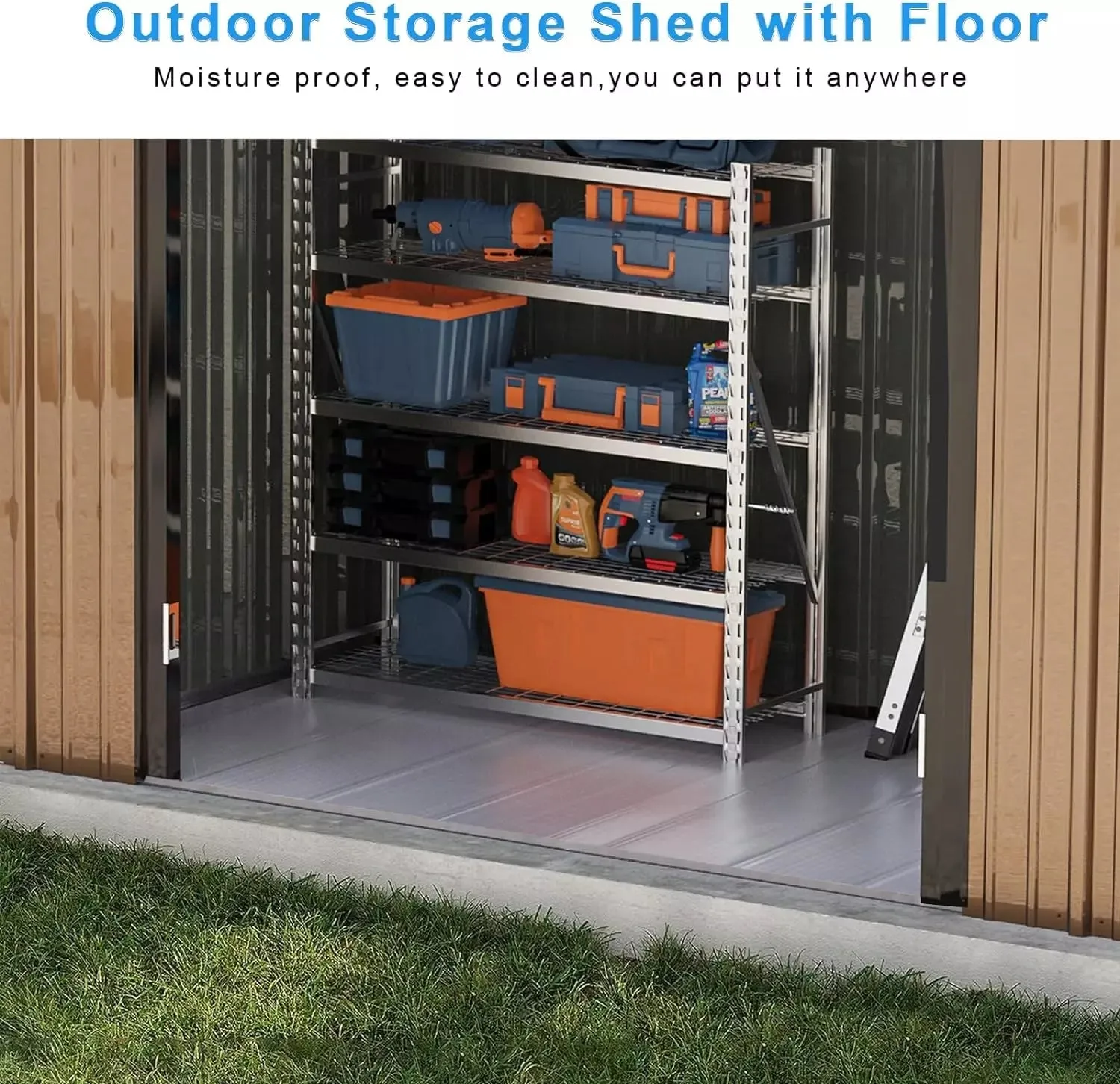 VITESSE Outdoor Storage Metal Shed House with Single Lockable Door