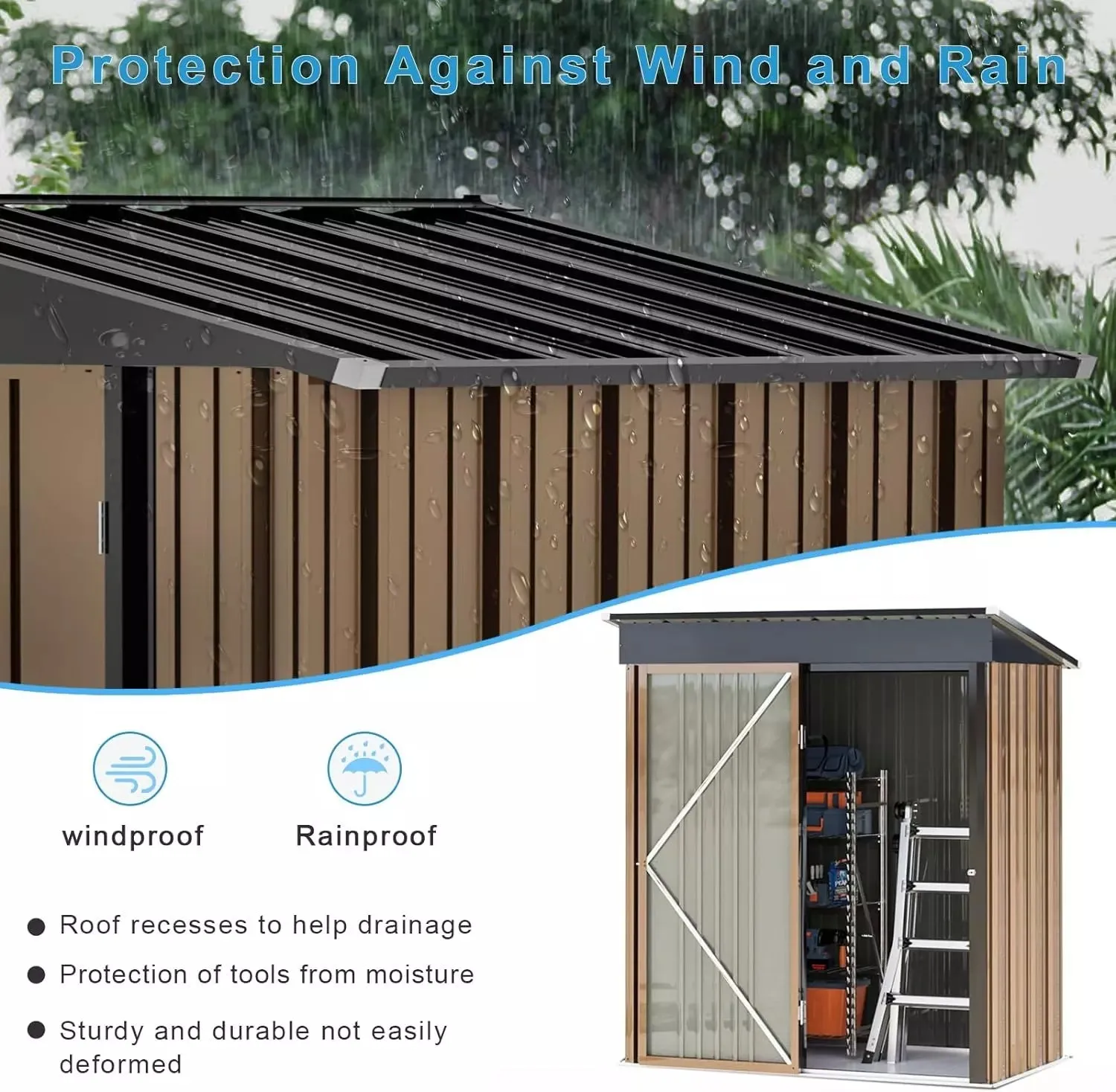 VITESSE Outdoor Storage Metal Shed House with Single Lockable Door