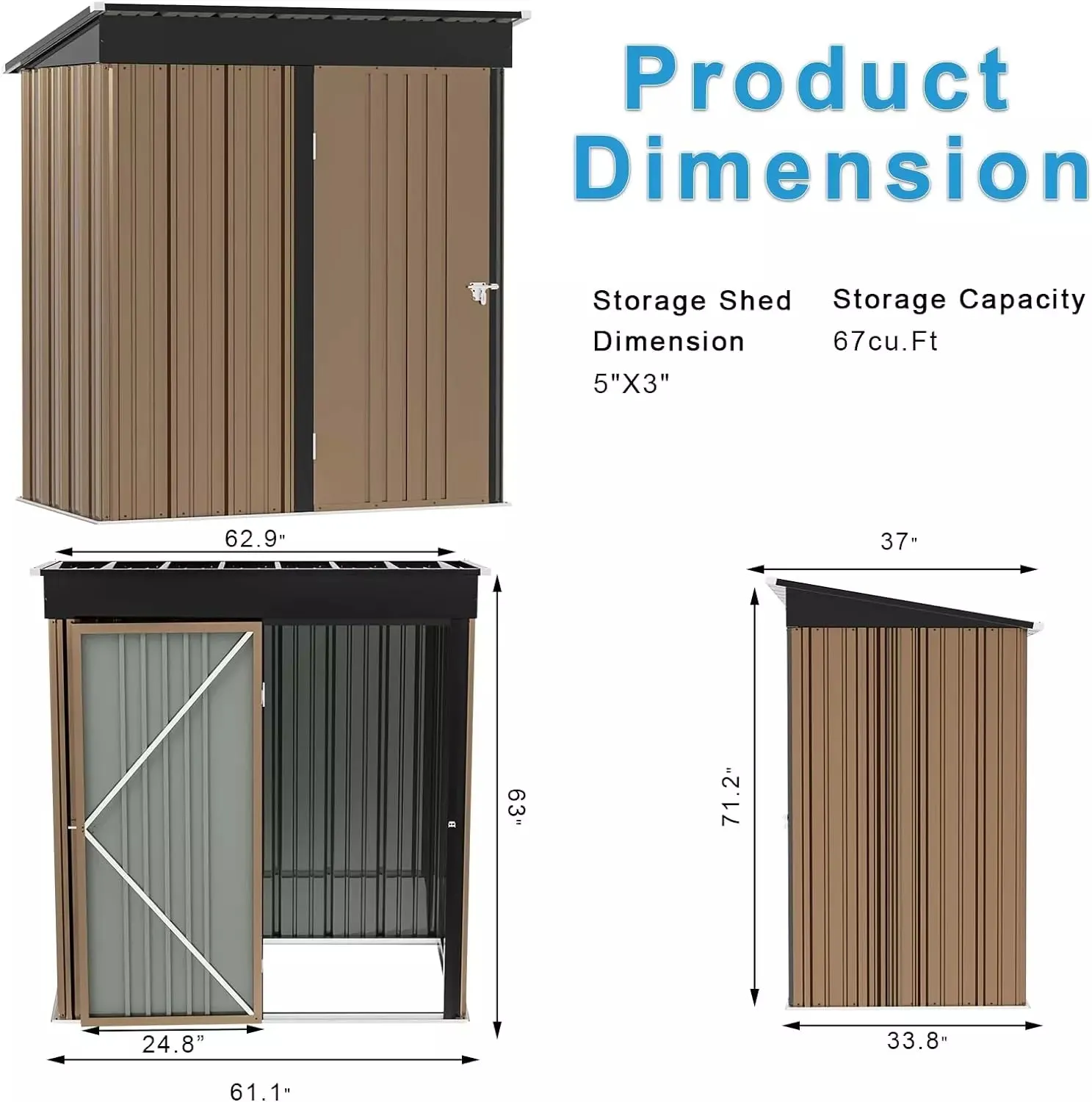 VITESSE Outdoor Storage Metal Shed House with Single Lockable Door