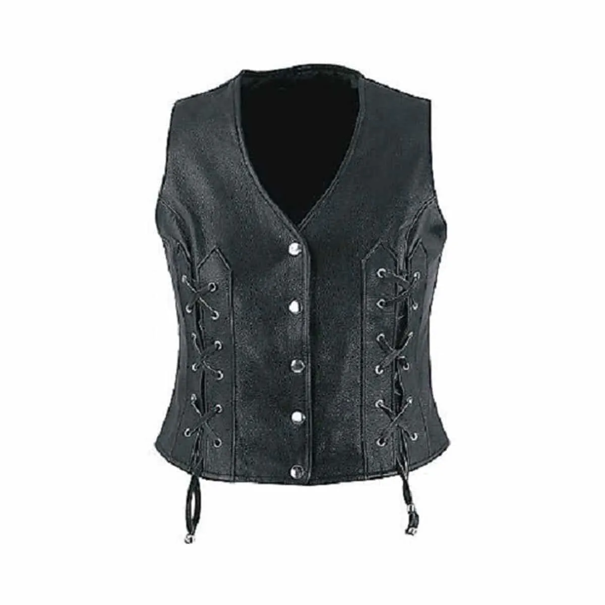 Women Leather Waistcoat Vest With Detailed Side Lacing  - W4