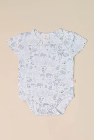 Wrap Onesie - Grey Elephant Families